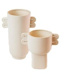 Vaso Decorativo com Alças em Cerâmica Off White