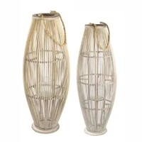 Lanterna em Rattan com Alça de Corda