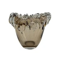 Vaso Decorativo em Vidro Murano Champanhe com Borda Orgânica