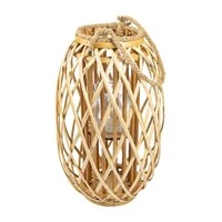 Lanterna em Rattan com Alça de Corda