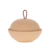 Pote Decorativo em Cerâmica com Puxador de Couro