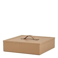 Caixa Decorativa em MDF com Acabamento em PU Bege Escuro