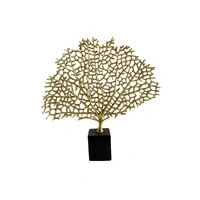 Escultura Decorativa Árvore Dourada com Base Preta
