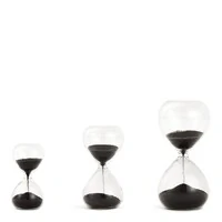 Kit Mini Ampulhetas em Vidro com Areia Preta – 3 Peças