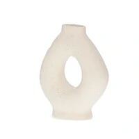 Vaso Decorativo em Cerâmica Off-White Vazado