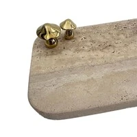 Bandeja em Mármore Travertino com Cogumelos Dourados