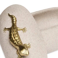 Pote Decorativo com Tampa e Lagarto Dourado