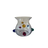 Vaso Decorativo em Vidro Transparente com Bolas Coloridas em Alto-Relevo