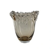 Vaso Decorativo em Vidro Murano Champanhe com Borda Orgânica