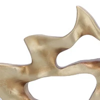 Escultura Orgânica Dourada com Base Branca