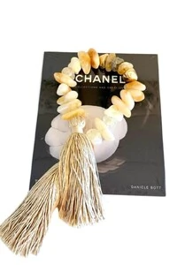 Colar Decorativo em Citrino e Tassel de Seda