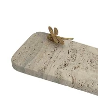 Bandeja em Mármore Travertino com Libélula Dourada