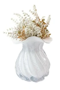 Vaso Decorativo Trouxinha Branco Estilo Murano