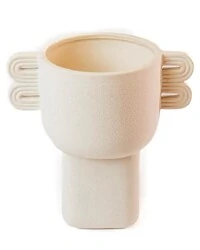 Vaso Decorativo com Alças em Cerâmica Off White