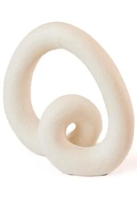 Escultura Decorativa Abstrata em Cerâmica Branca