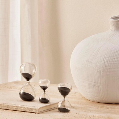 FotoTrio de Mini-Ampulhetas de Vidro com Areia Preta