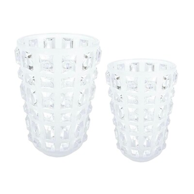 FotoVaso Decorativo em Vidro Fosco com Pastilhas Translúcidas