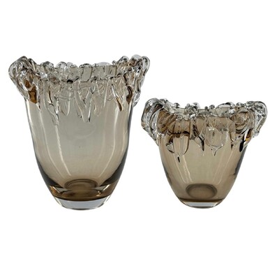 FotoVaso Decorativo em Vidro Murano Champanhe com Borda Orgânica