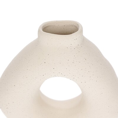 FotoVaso Decorativo em Cerâmica Off-White Vazado