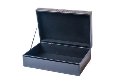 FotoCaixa Decorativa em Vidro Preto, Bege e Dourado