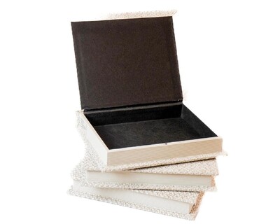 FotoCaixa Livro em Madeira com Acabamento em Linho