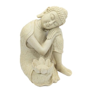 Foto Escultura Decorativa Buda com Flor de Lótus