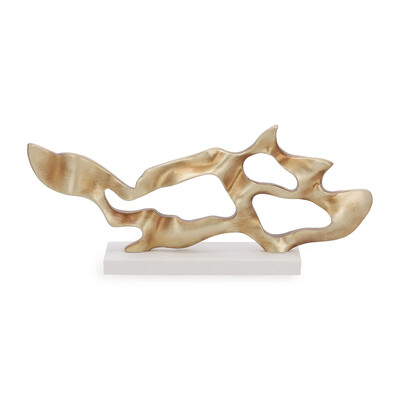 FotoEscultura Orgânica Dourada com Base Branca