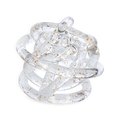 FotoEscultura Decorativa Esfera em Vidro com Partículas Douradas