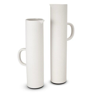 FotoVaso Decorativo Cilíndrico em Cerâmica Branca com Alça