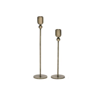 Foto Kit Castiçais de Metal Bronze Escovado