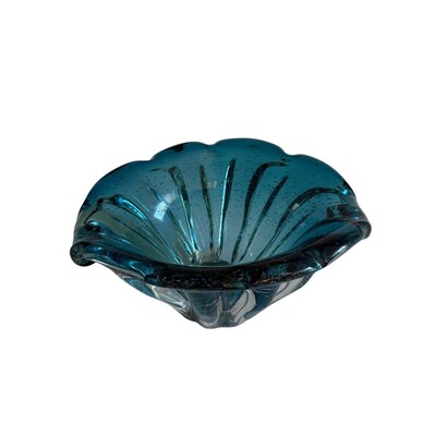 FotoCentro de Mesa em Vidro Estilo Murano Azul