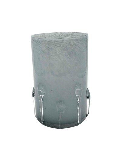 Foto Vaso Decorativo em Vidro Transparente Cinza com Efeito de Gotas