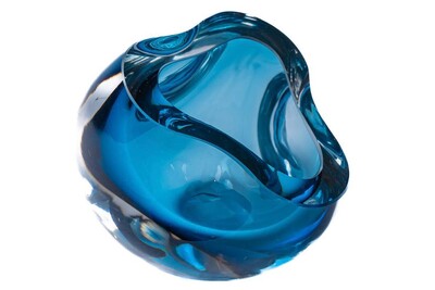 Foto Vaso Decorativo em Vidro Azul Estilo Murano