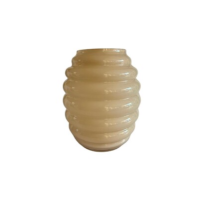 Foto Vaso Decorativo em Vidro Creme com Relevo em Espiral