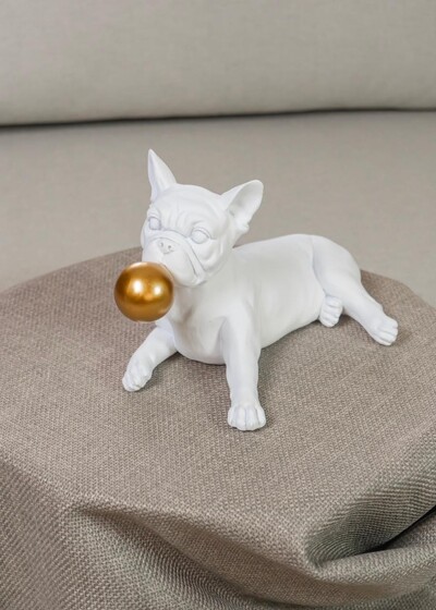 Foto Escultura Decorativa Bulldog com Balão