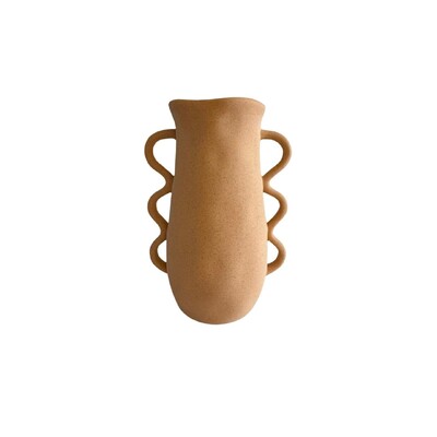 Foto Vaso Decorativo em Cerâmica Terracota com Alças Onduladas