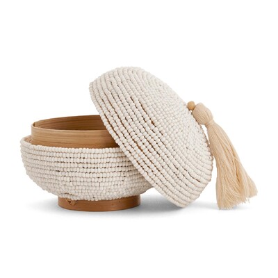 FotoCaixa Decorativa em Miçangas com Tassel