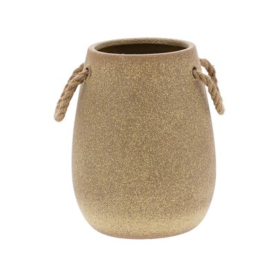 Foto Vaso Decorativo em Cerâmica com Alça em Corda