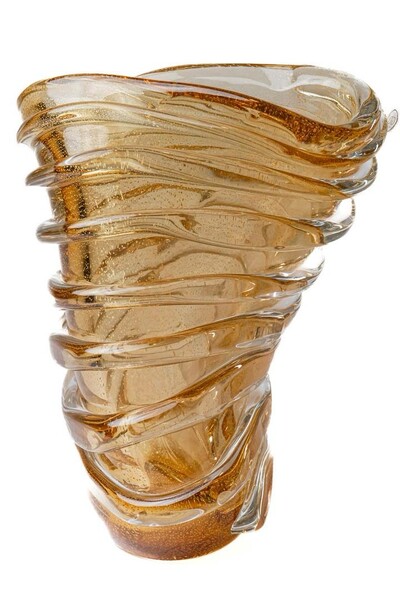 FotoVaso Decorativo em Murano Âmbar com Ouro 24K
