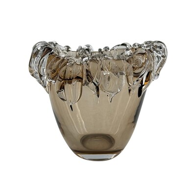 Foto Vaso Decorativo em Vidro Murano Champanhe com Borda Orgânica