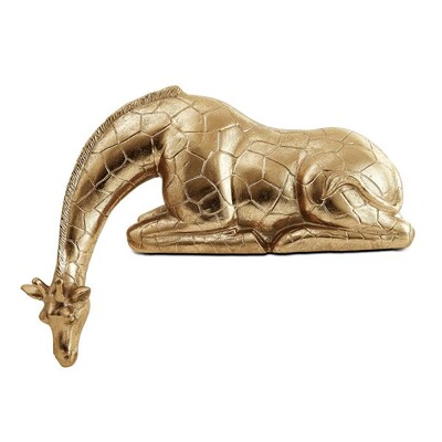 FotoEscultura Decorativa Girafa em Polirresina Dourada