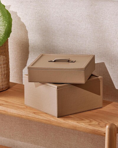 FotoCaixa Decorativa em MDF com Acabamento em PU Bege Escuro