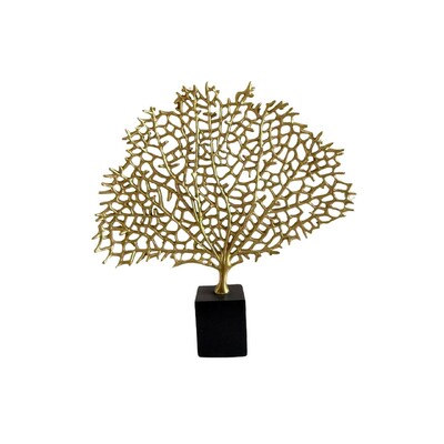 Foto Escultura Decorativa Árvore Dourada com Base Preta