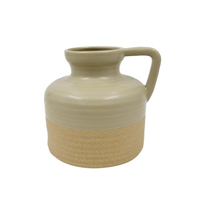 Foto Vaso Decorativo em Cerâmica Verde Claro e Bege