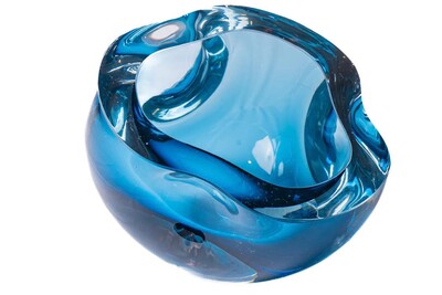 Foto Vaso Decorativo em Vidro Azul Estilo Murano