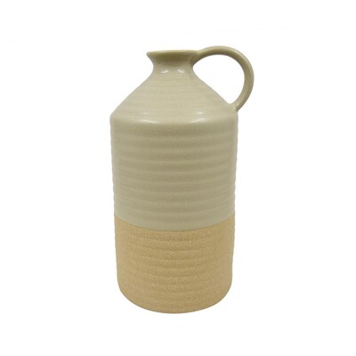 Foto Vaso Decorativo em Cerâmica Verde Claro e Bege