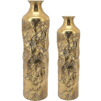 FotoVaso Decorativo em Metal Dourado com Textura