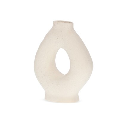 Foto Vaso Decorativo em Cerâmica Off-White Vazado