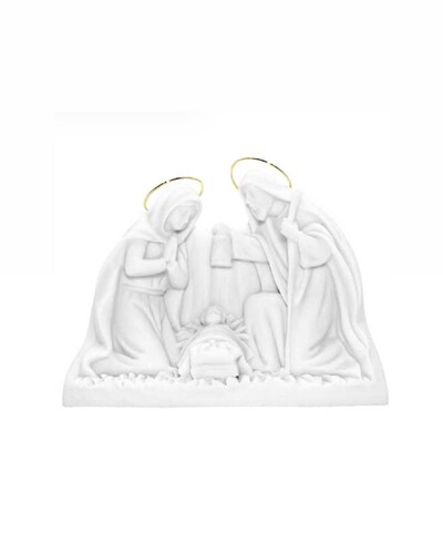 Foto Imagem Decorativa Natividade – Sagrada Família com Auréola Dourada