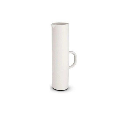 Foto Vaso Decorativo Cilíndrico em Cerâmica Branca com Alça